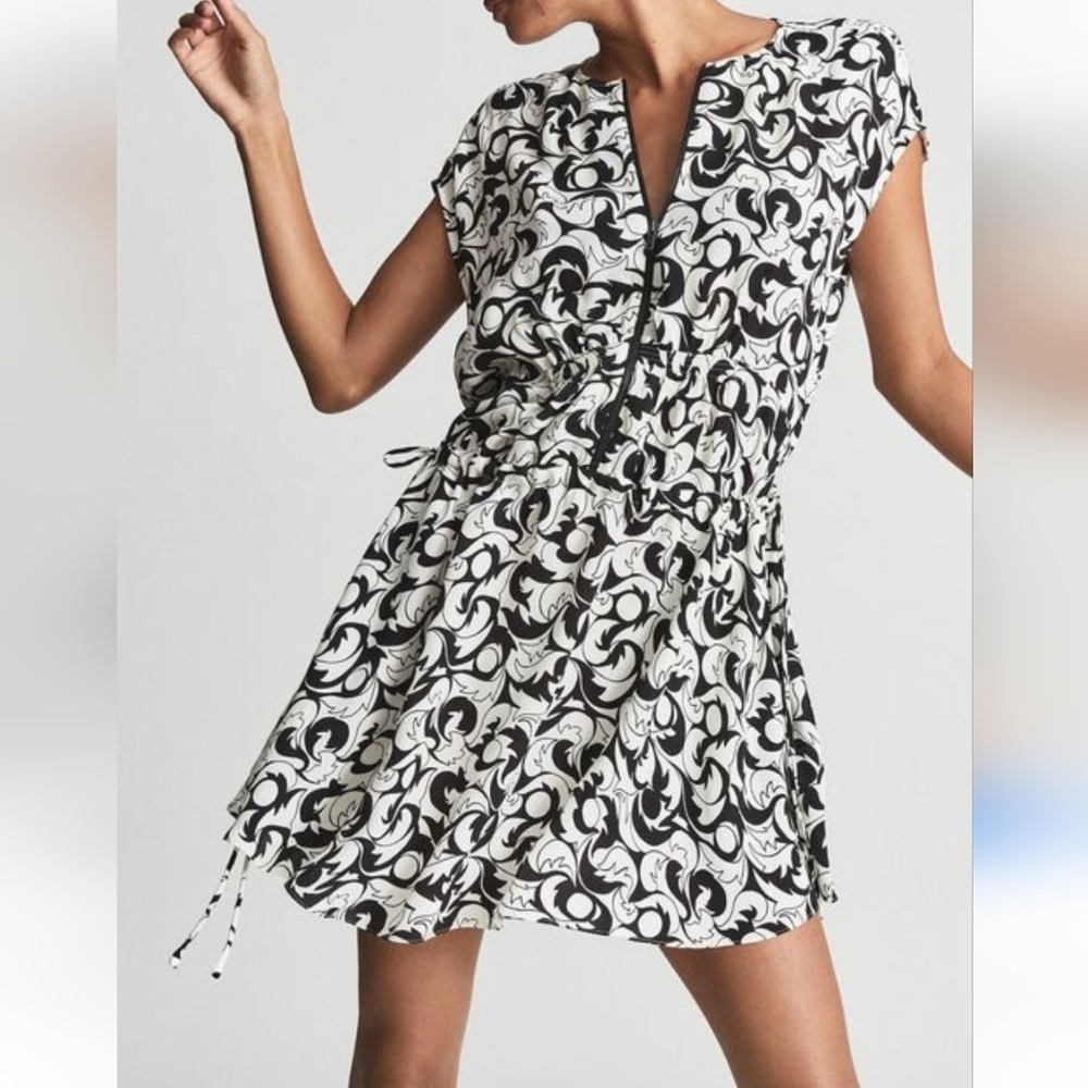 Reiss Marie Graphic Printed Mini Dress Size 6